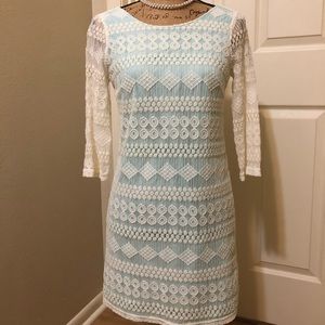 Dress - ivory lace over mint green